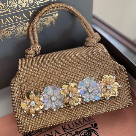 GOLD SILVER CRYSTAL TOTE 1