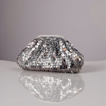 SILVER SEQUINNED PUFF BAG