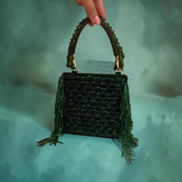 GREEN FRINGE BAG